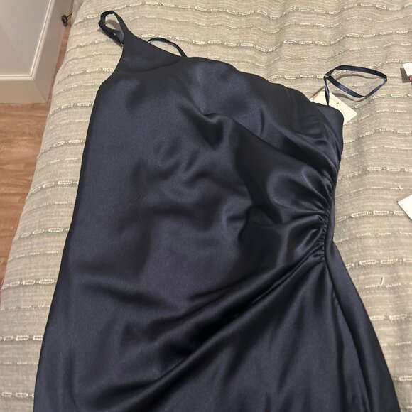 Revelry Jade Satin Navy Blue Bridesmaid Dress - Size 4 - Picture 4 of 8